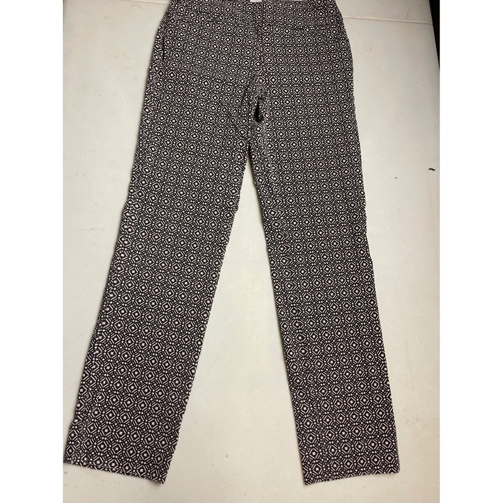 Charter Club Cambridge Slim Petite Pants 2P Navy Geometric Diamond Print Ankle